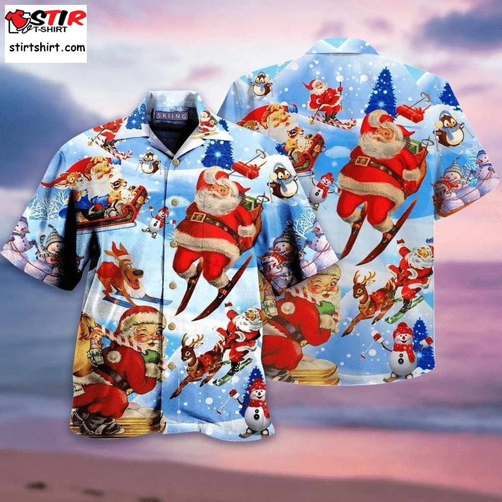 Skiing Santa Claus Hawaiian Shirt Pre11953, Hawaiian Shirt,  Personalized Shirt, Tactical Hawaiian Shirts  Tactical s