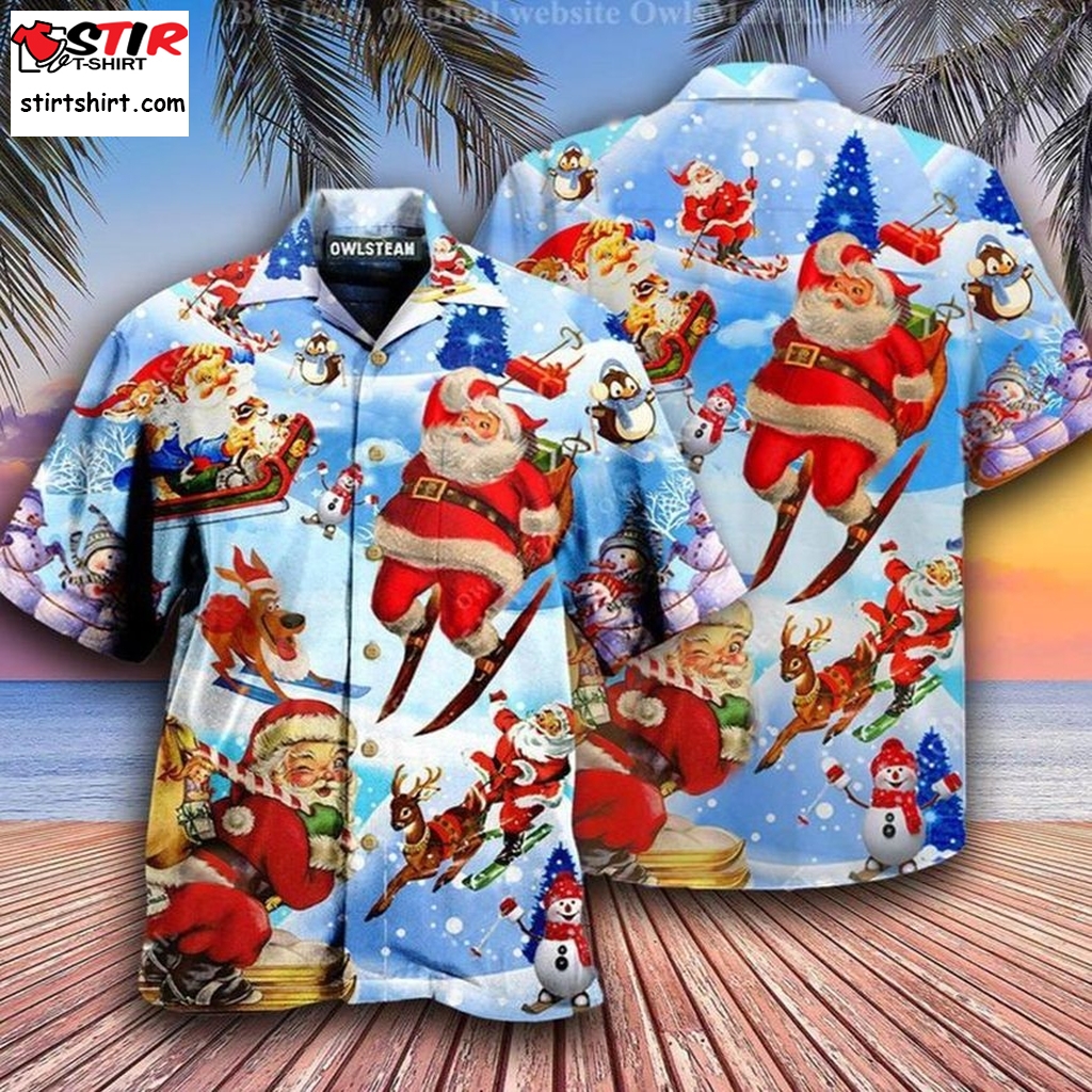 Skiing Santa Claus Unisex Hawaiian Shirt
