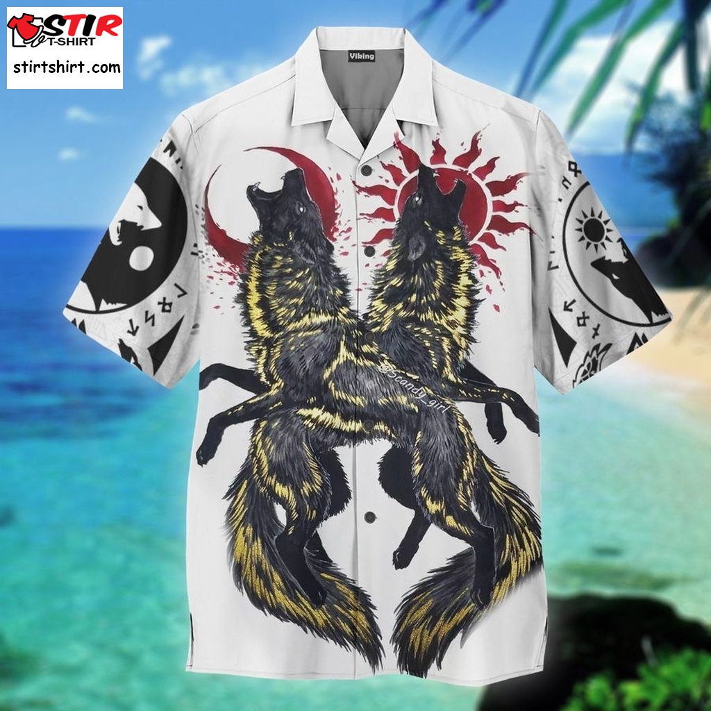 Skoll And Hati Sun Moon Hawaiian Shirt Pre12395, Hawaiian Shirt,  Personalized Shirt, Tactical Hawaiian Shirts  Tactical s