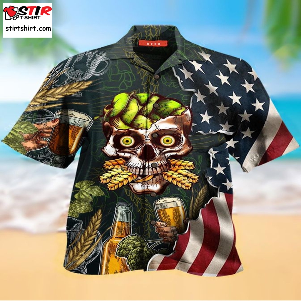 Skull Beer Hawaiian Shirt Pre12370,  Personalized Shirt, Funny Shirts, Gift Shirts Tactical Hawaiian Shirts