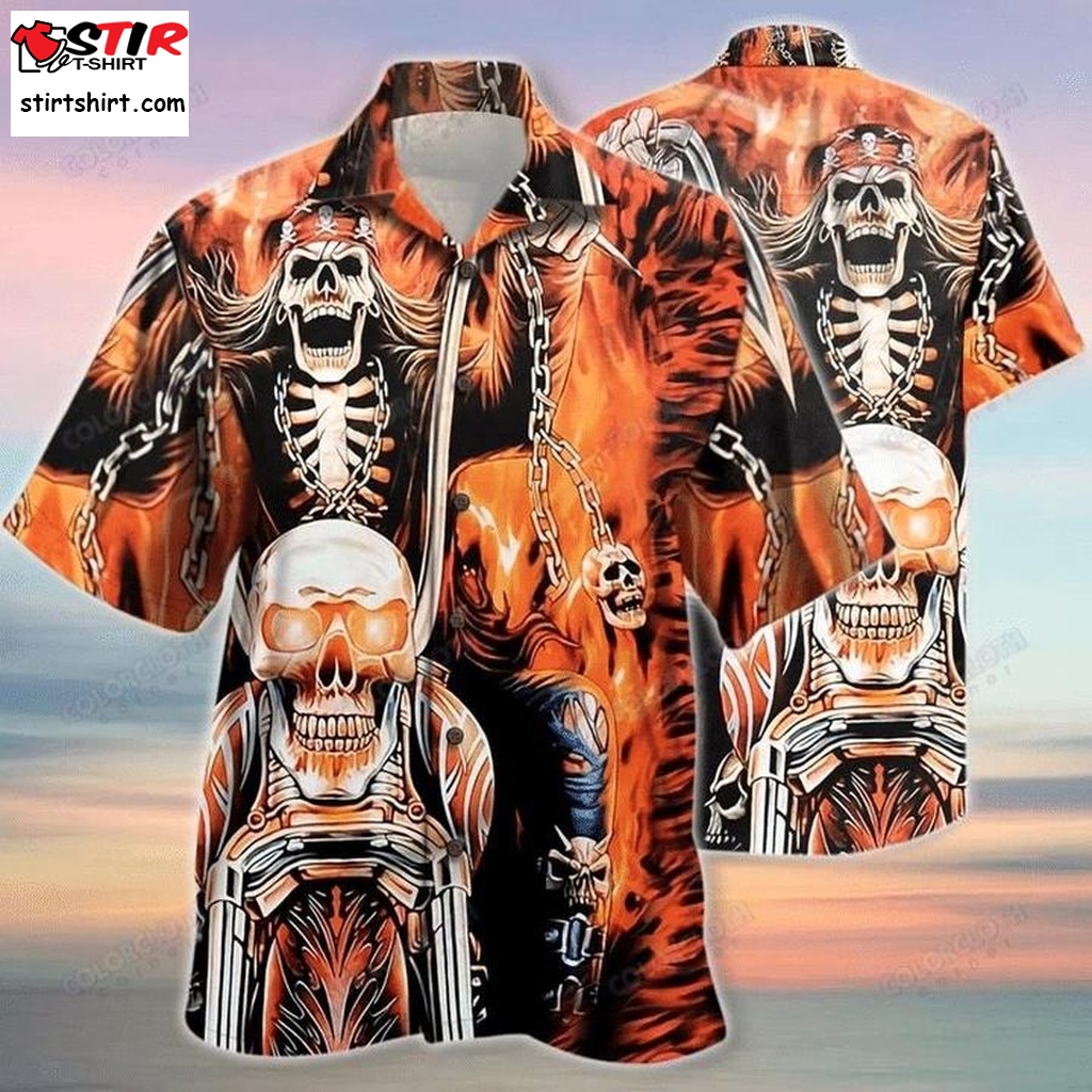 Skull Biker Motocycle Hawaiian Shirt Pre10800,  Personalized Shirt, Funny Shirts Tactical Hawaiian Shirts