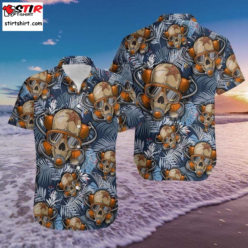 Skull Diving Hawaiian Shirt Pre12364,  Personalized Shirt, Funny Shirts, Gift Shirts Tactical Hawaiian Shirts