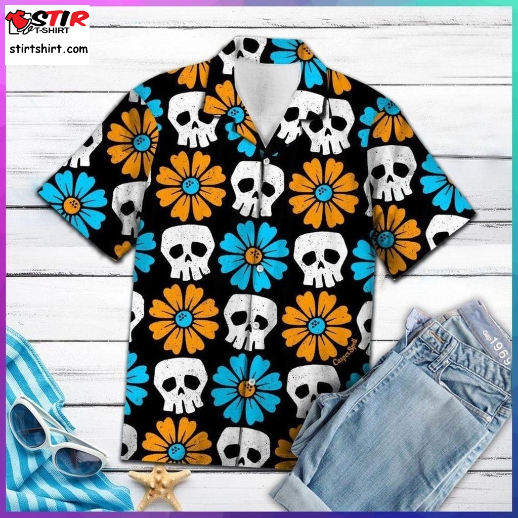 Skull Flower Hawaiian Shirt Pre10079, Hawaiian Shirt,  Personalized Shirt, Tactical Hawaiian Shirts, Gift Shirts  Tactical s