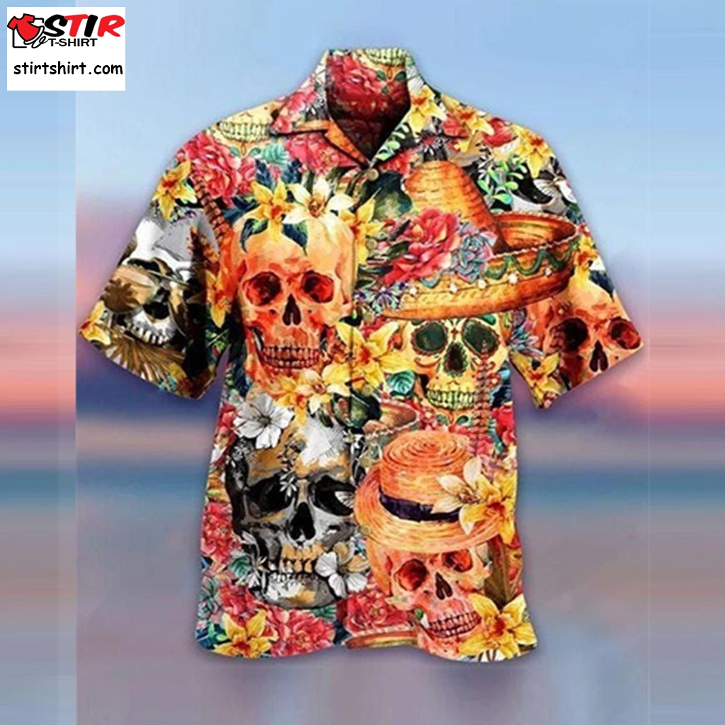 Skull Flowers Day Of The Dead Hawaiian Shirt  How To Wear 