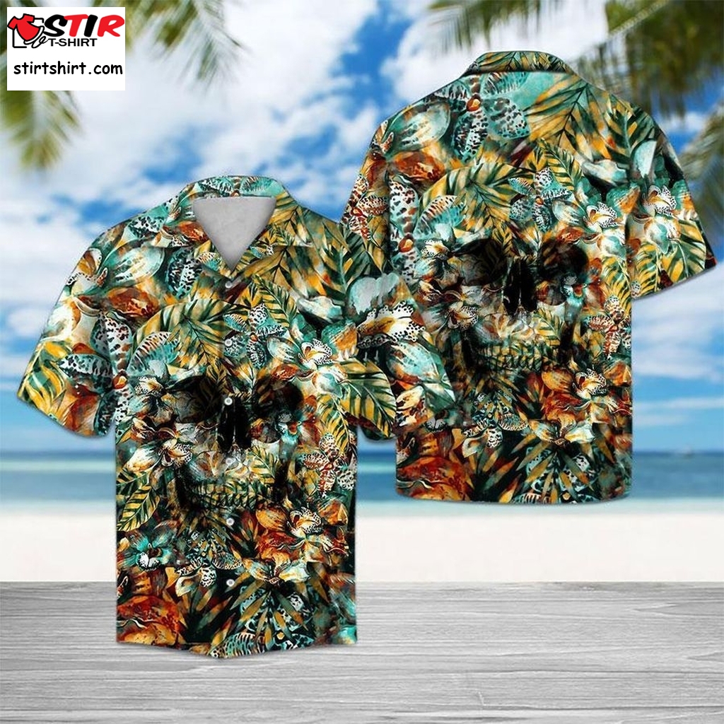 Skull Hawaiian Shirt Pre10886, Hawaiian Shirt, Beach Shorts, Tactical Hawaiian Shirts  Tactical s