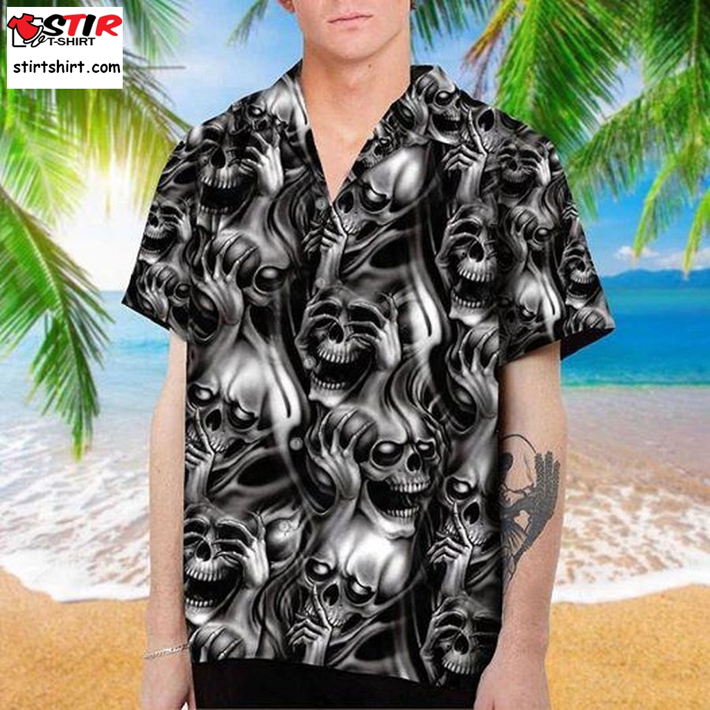 Skull Hawaiian Shirt Pre12331, Hawaiian Shirt, Beach Shorts, Tactical Hawaiian Shirts, Gift Shirts  Mens s