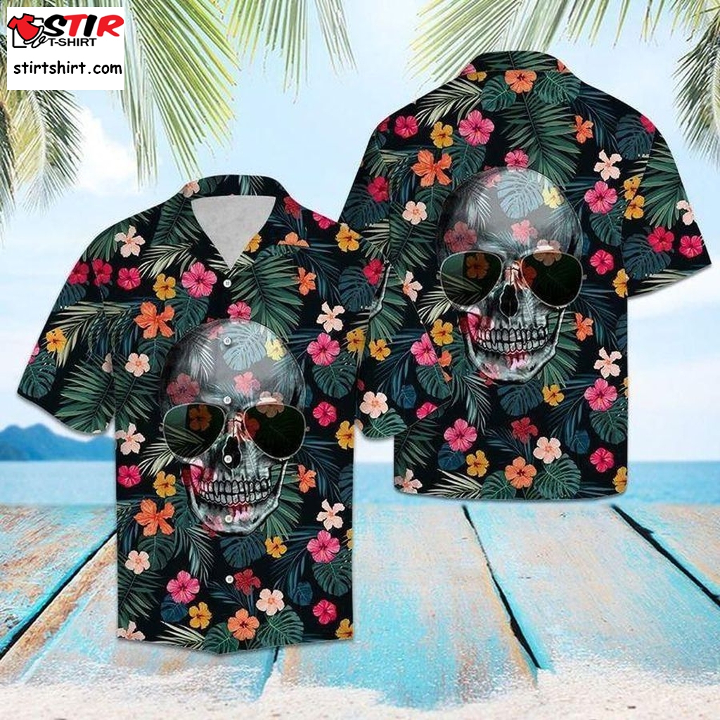 Skull Hawaiian Shirt Pre12340, Hawaiian Shirt, Beach Shorts, Tactical Hawaiian Shirts, Gift Shirts  Mens s
