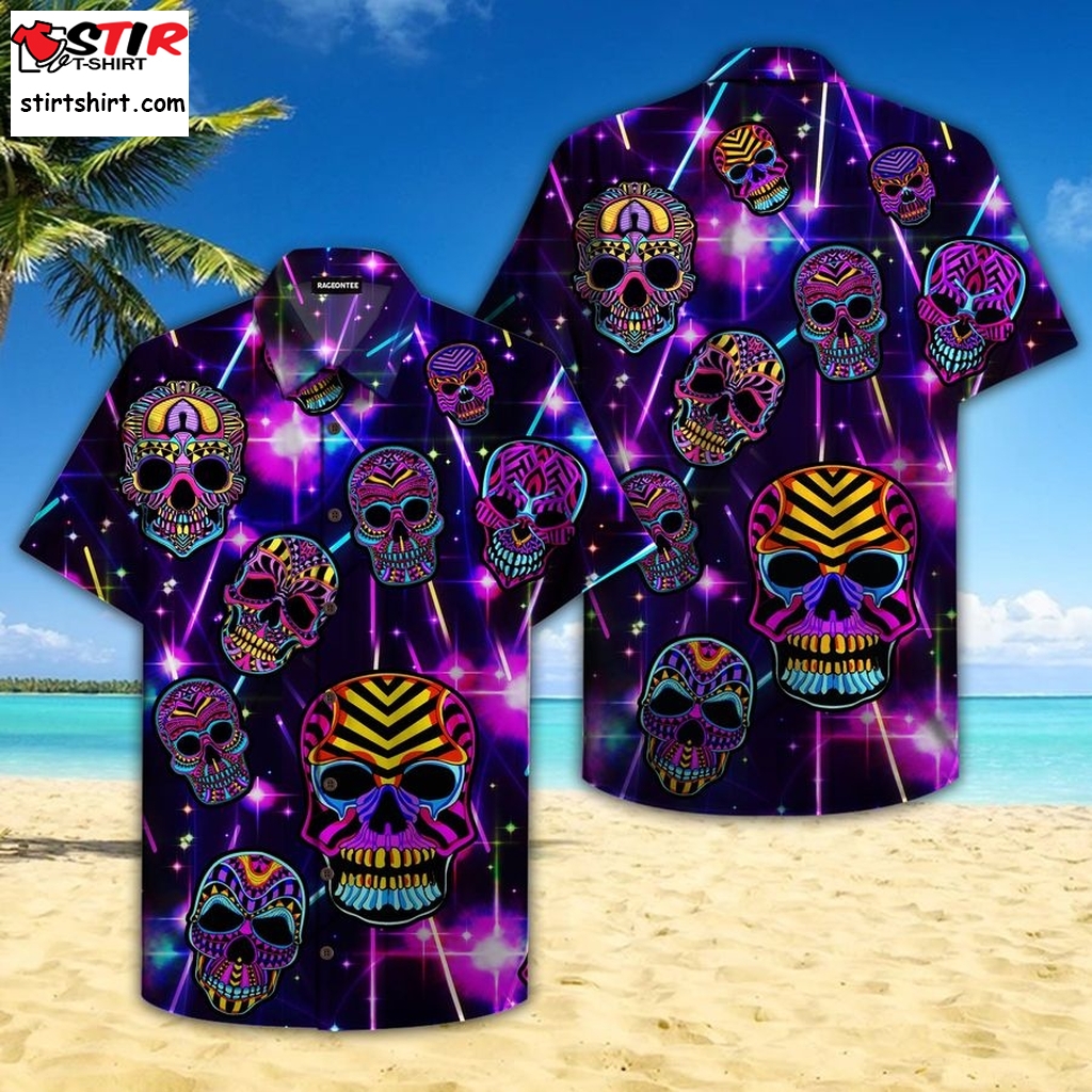Skull Head Neon Hawaiian Shirt Pre10519, Hawaiian Shirt, Tactical Hawaiian Shirt, Funny Shirts, Gift Shirts  Tactical s
