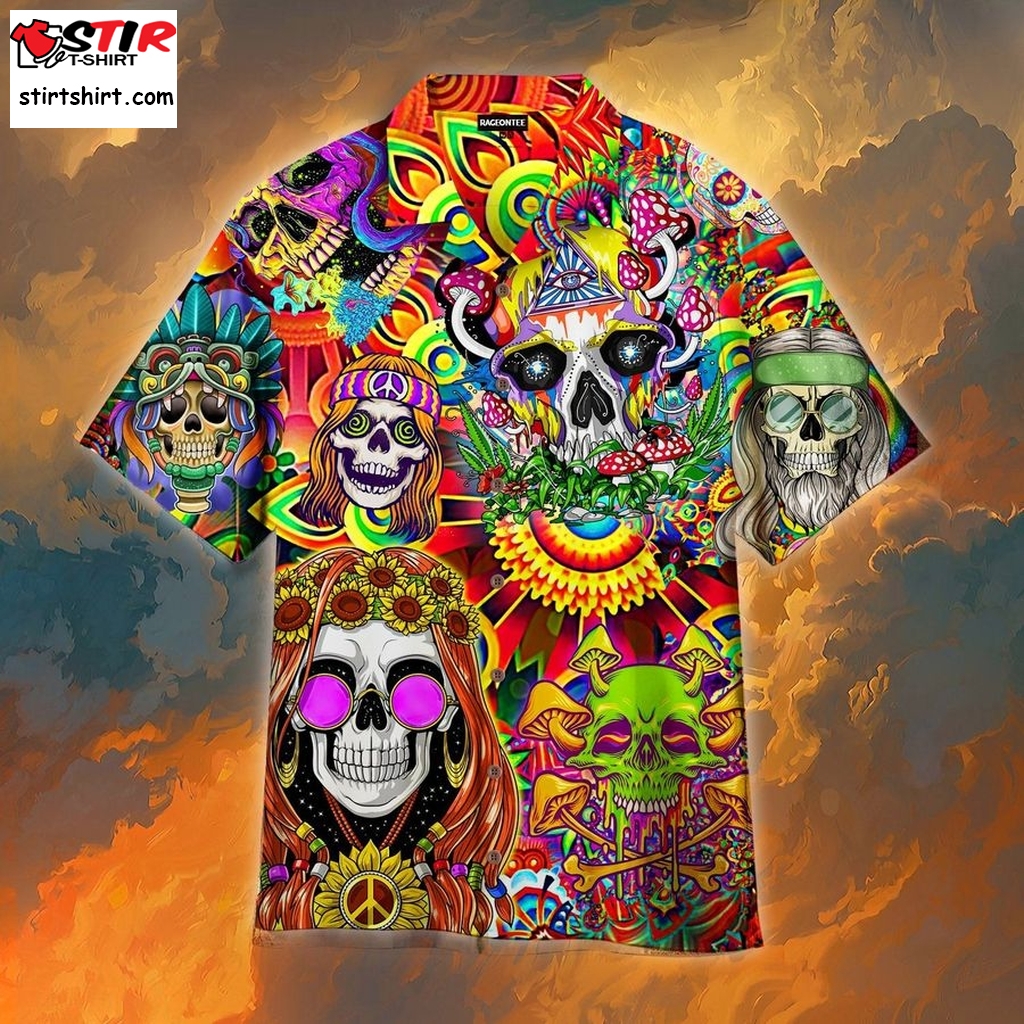 Skull Hippie Hawaiian Shirt Pre10104, Hawaiian Shirt, Tactical Hawaiian Shirt, Funny Shirts, Gift Shirts  Tactical s