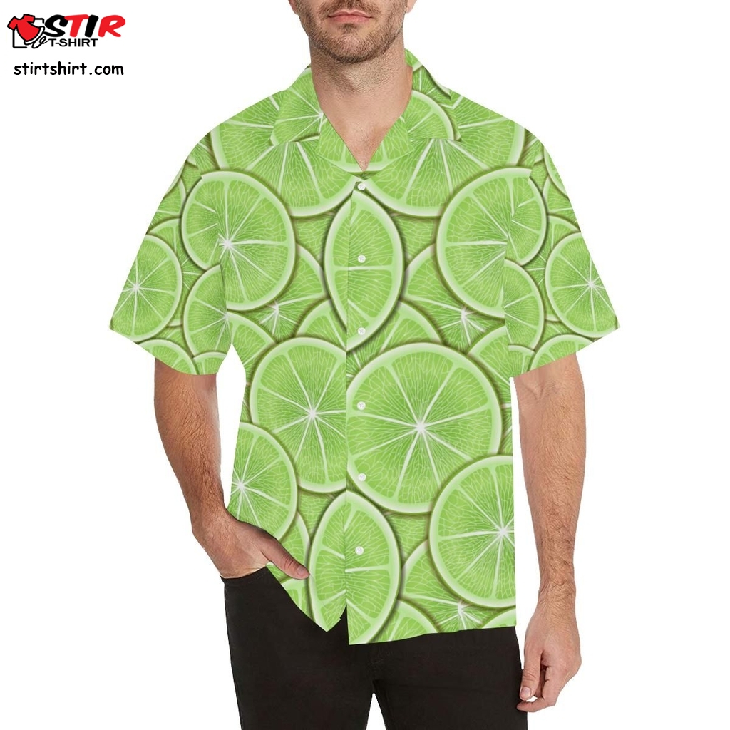 Sliced Lime Pattern Men All Over Print Hawaiian Shirt  Slim 