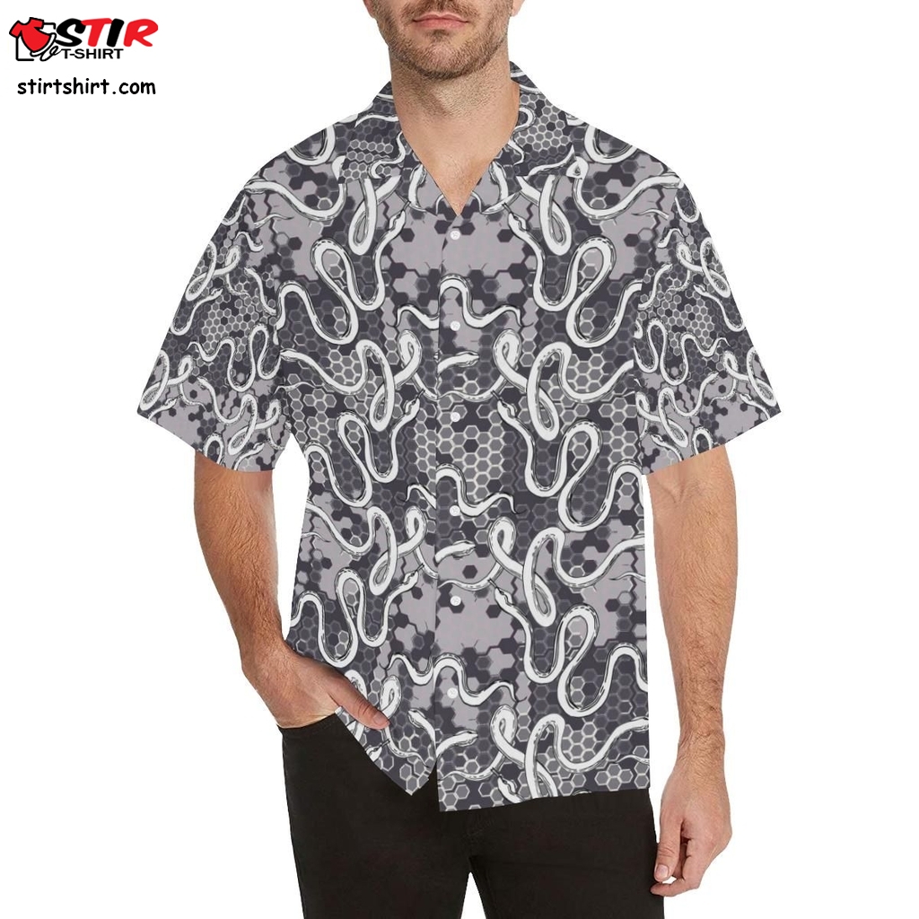 Snake Gray Pattern Men All Over Print Hawaiian Shirt