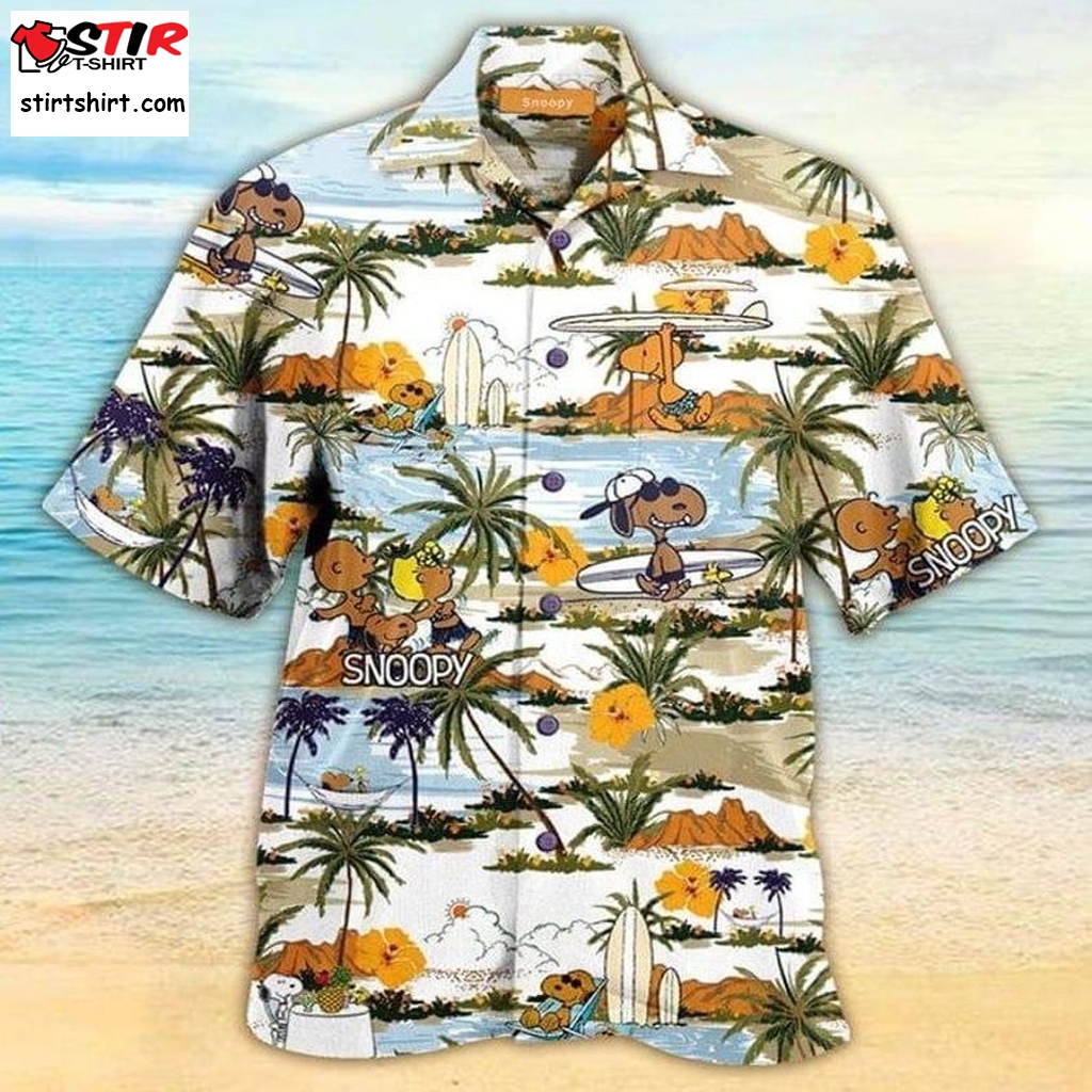 Snoopy And Friends Brown Skin Beach Cartoon Peanuts For Men And Women Graphic Print Short Sleeve Hawaiian Casual Shirt Y97