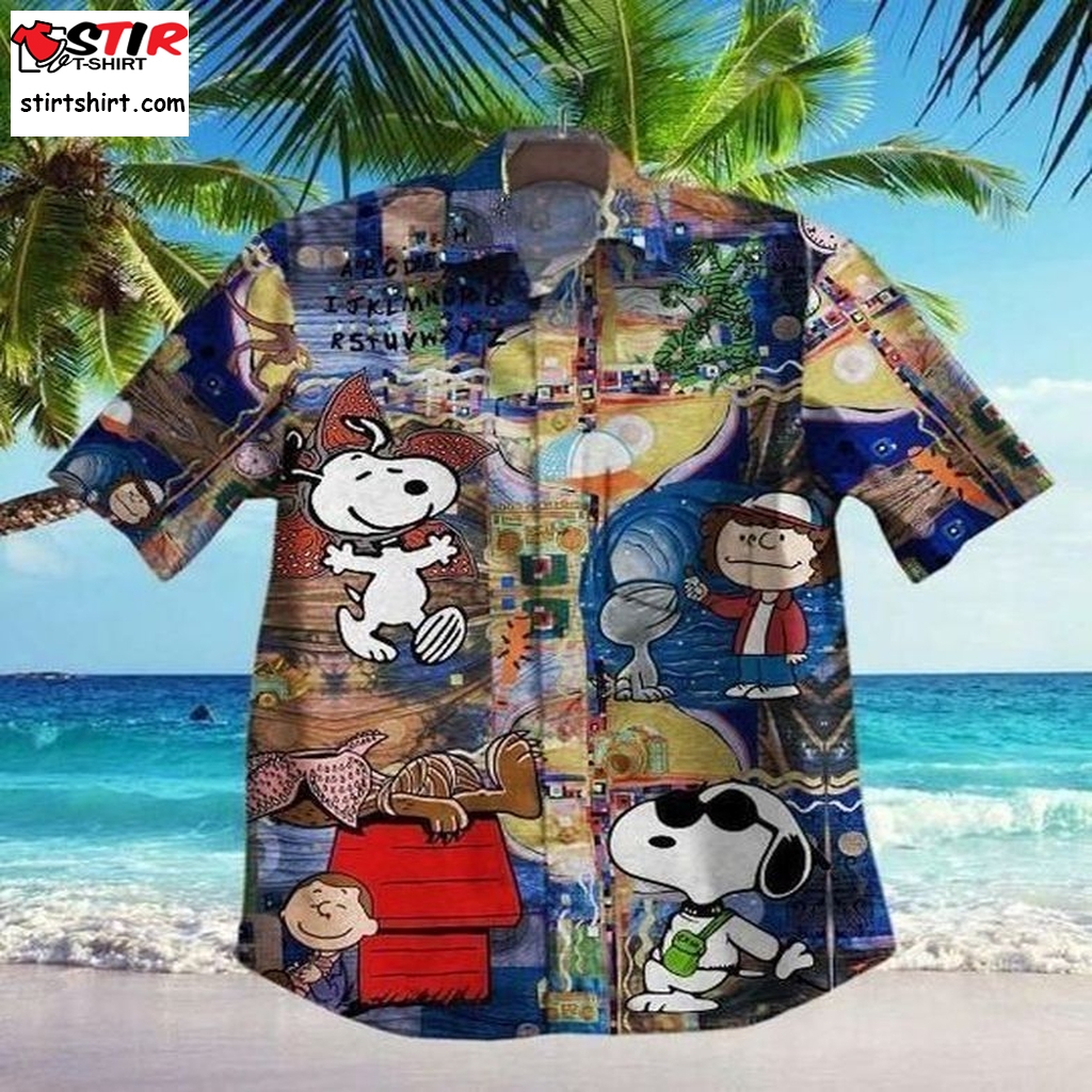 Snoopy Hawaiian Iii Graphic Print Short Sleeve Hawaiian Casual Shirt N98   8302  Snoopy 
