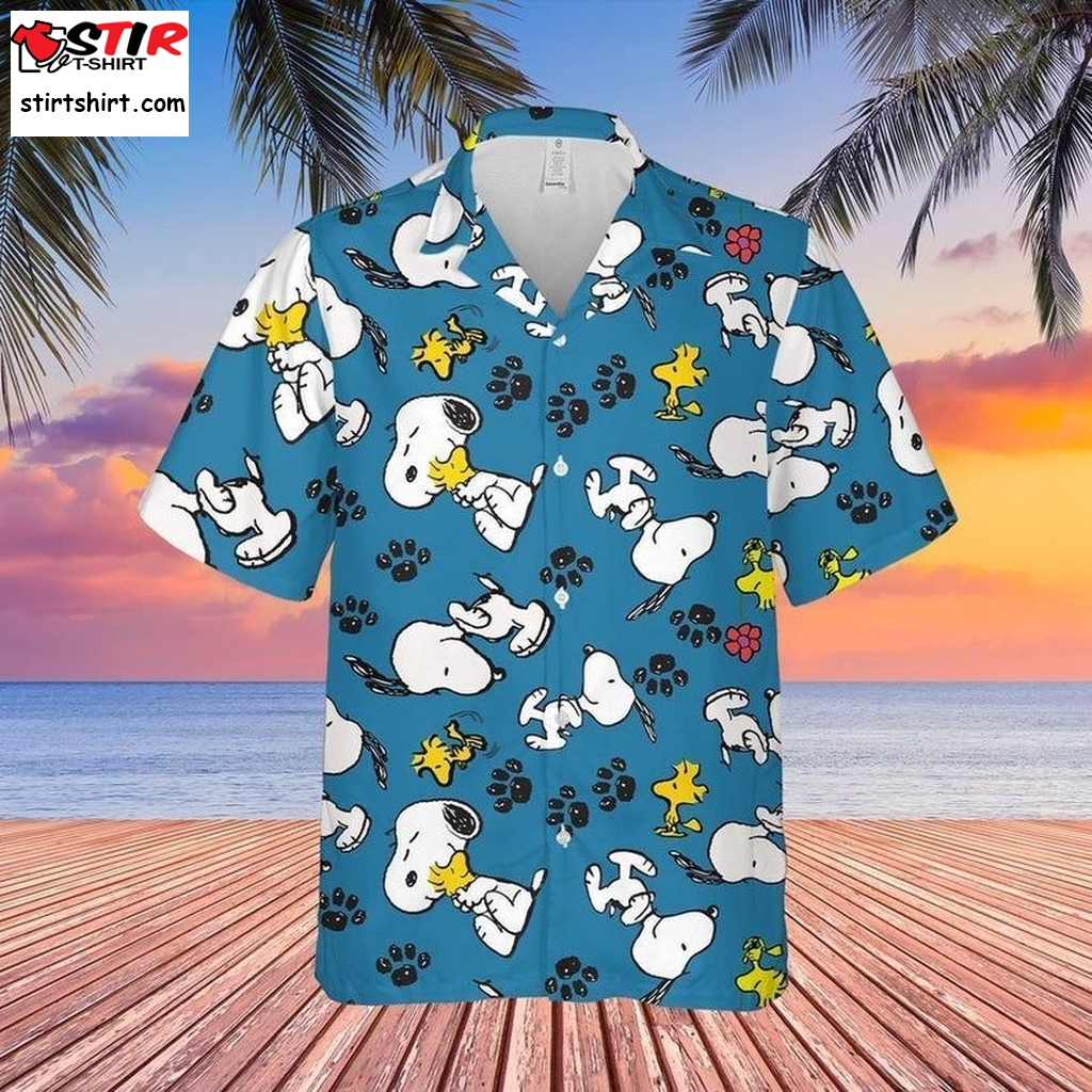 Snoopy With Woodstock And Paw Cartoon Peanuts For Men And Women Graphic Print Short Sleeve Hawaiian Casual Shirt Y97