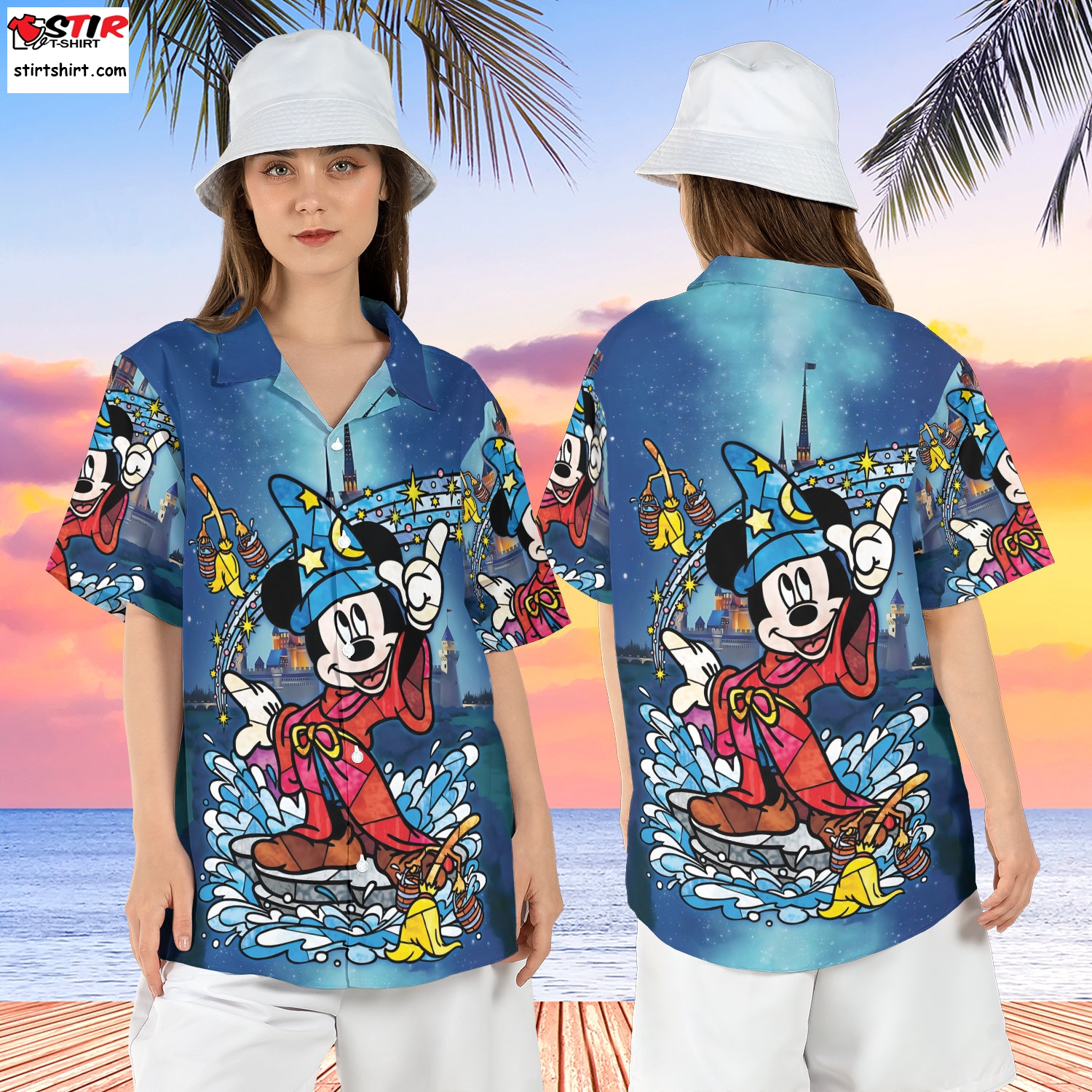 Sorcerer Mickey Hawaiian Shirt, Fantasia Mickey Short Sleeve Shirt, Mouse Wizard Hawaii Shirt, Disneyworld Beach Summer Vacation Shirt  Mickey Mouse 