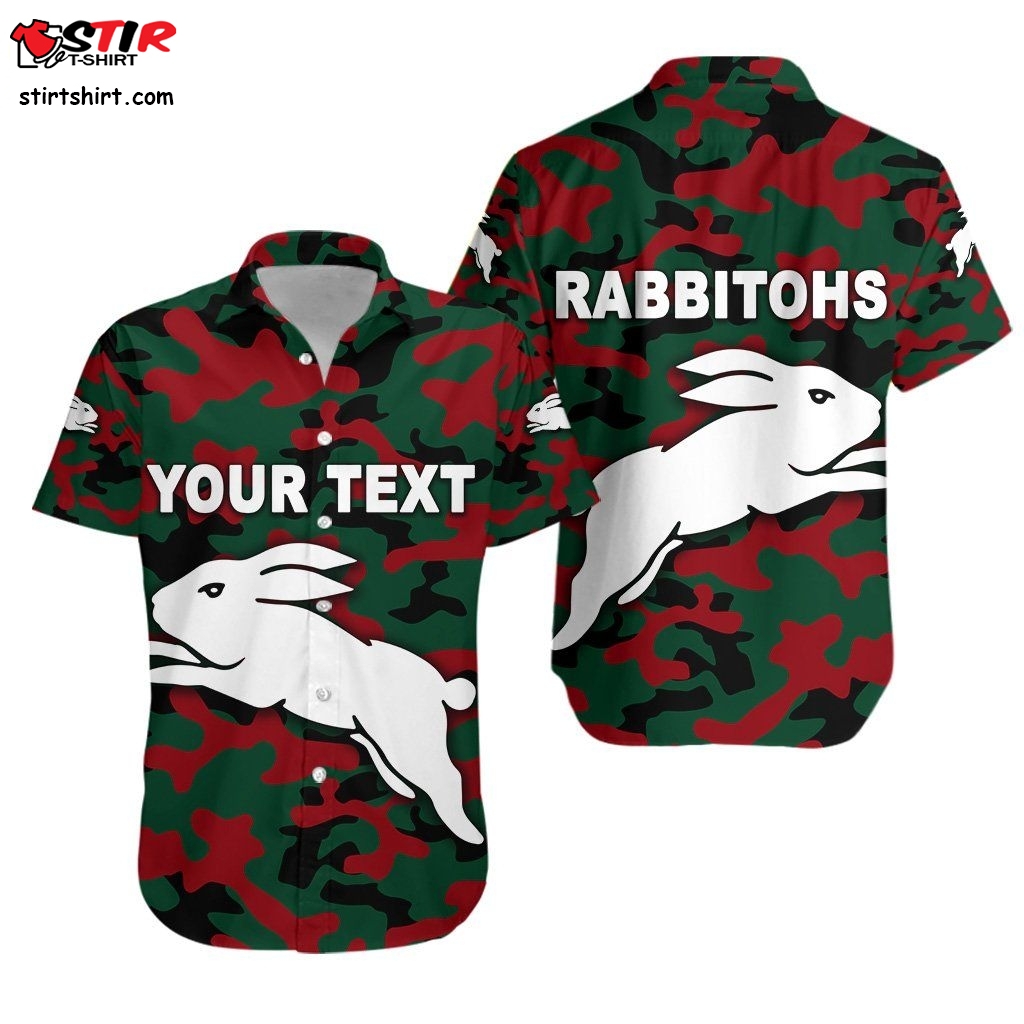 South Sydney Rabbitohs Hawaiian Shirt Anzac Day Camouflage Vibes No1 K8   Open