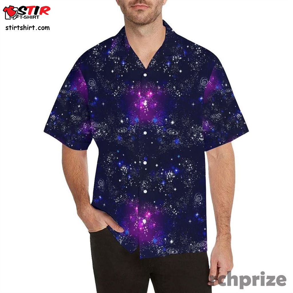 Space Galaxy Pattern Men's All Over Print Hawaiian Aloha Shirt Hawaiian Shorts Beach Short Sleeve   Red  Pattern