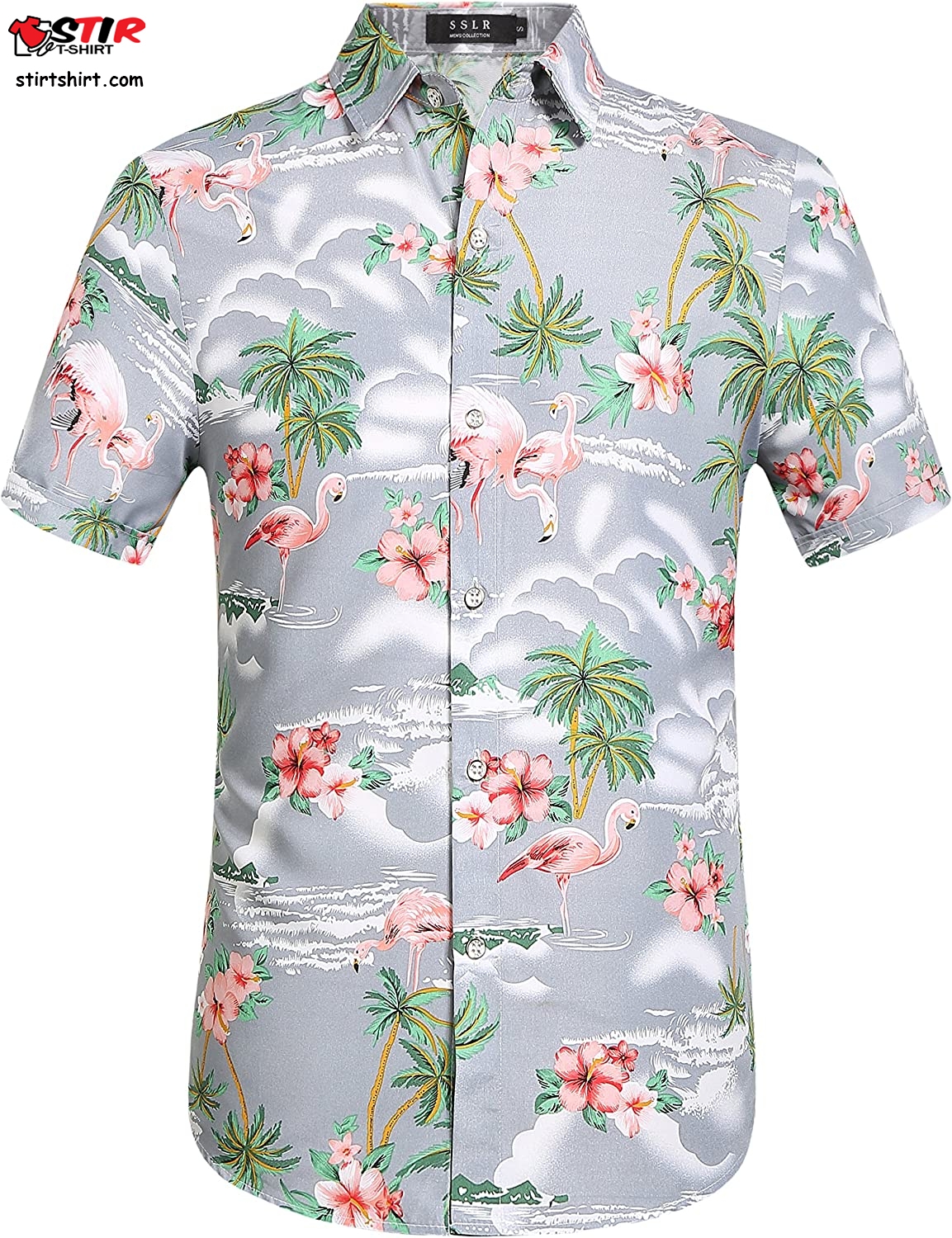 Sslr Mens Hawaiian Shirt Flamingos Casual Short Sleeve Button Down Shirts Aloha Shirt  Funny 