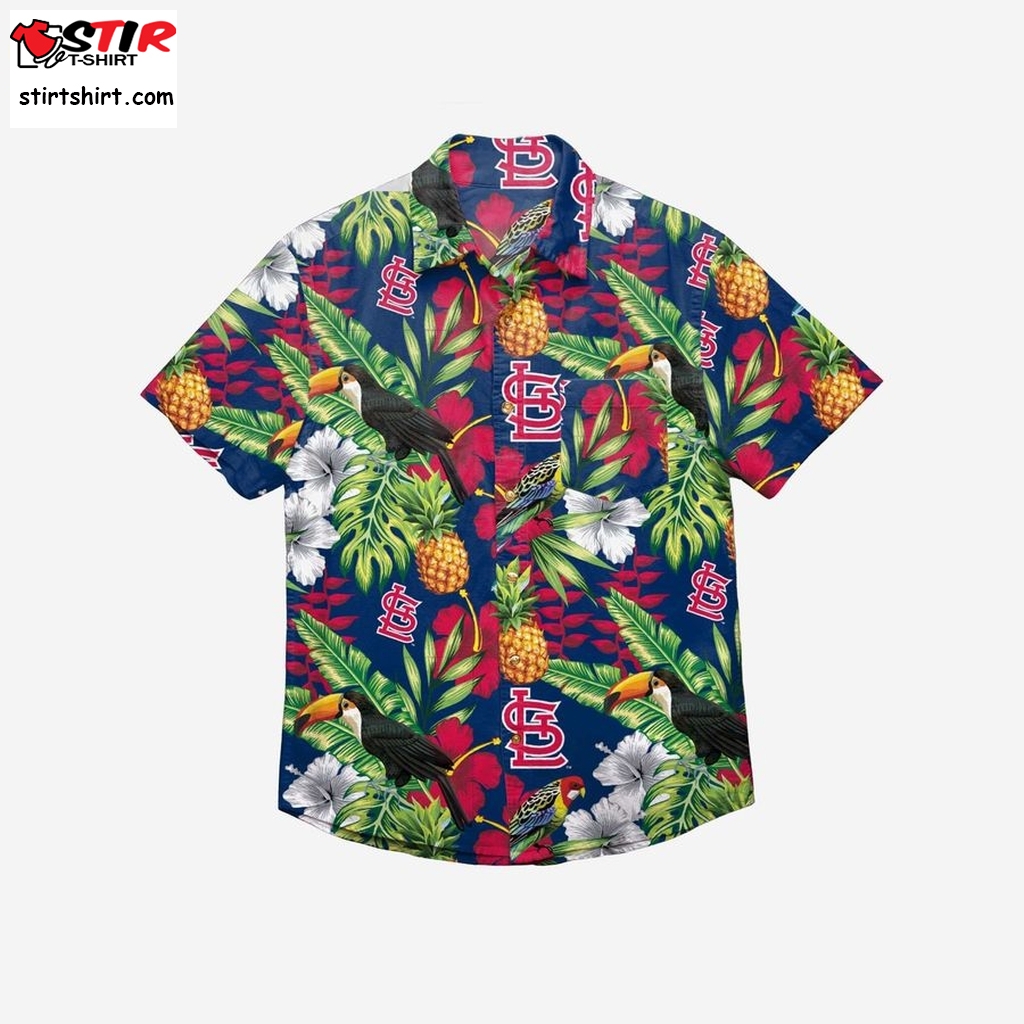 St Louis Cardinals Floral Button Up Hawaiian Shirt  St Louis Blues 