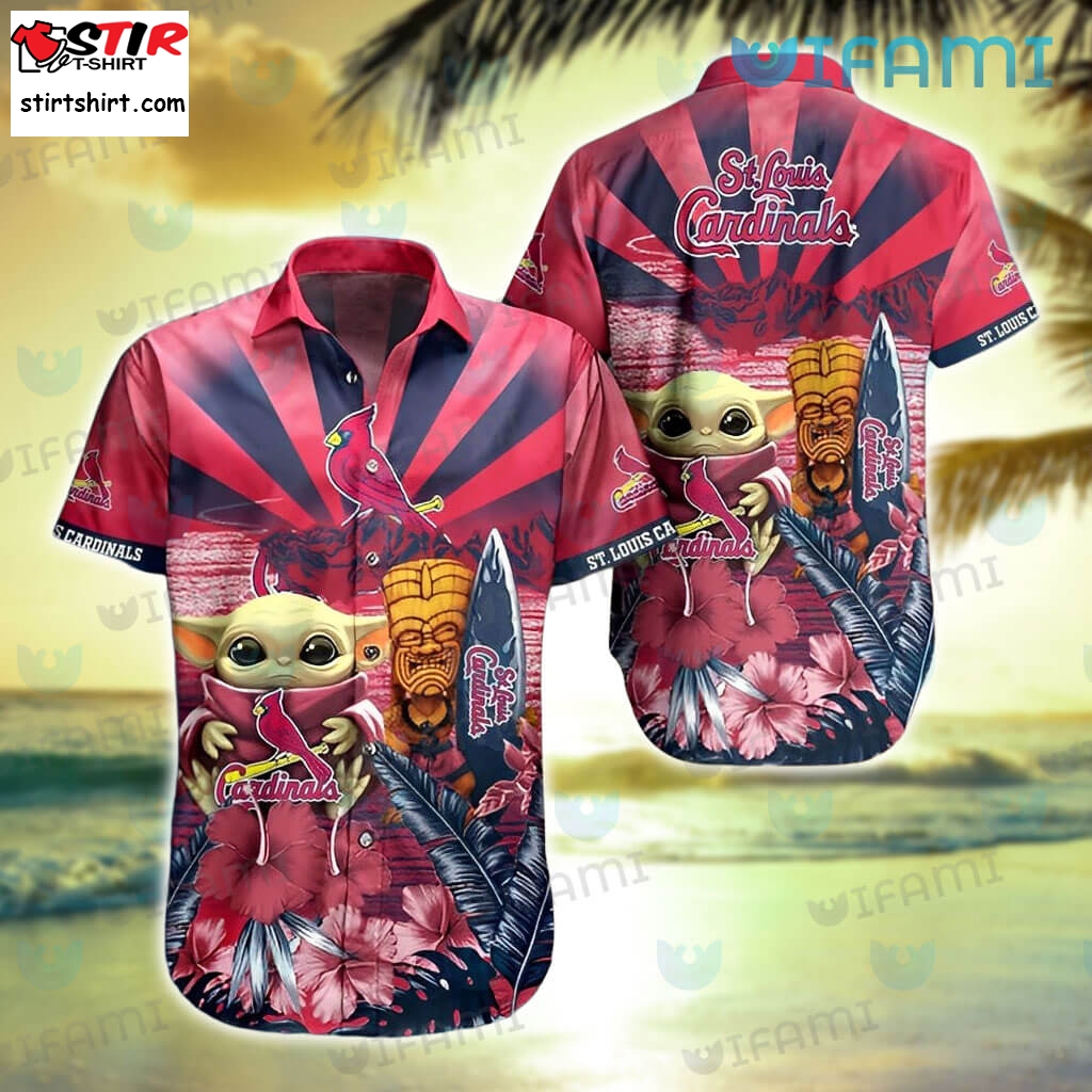 St Louis Cardinals Hawaiian Shirt Tiki Mask Baby Yoda St Louis Cardinals Gift