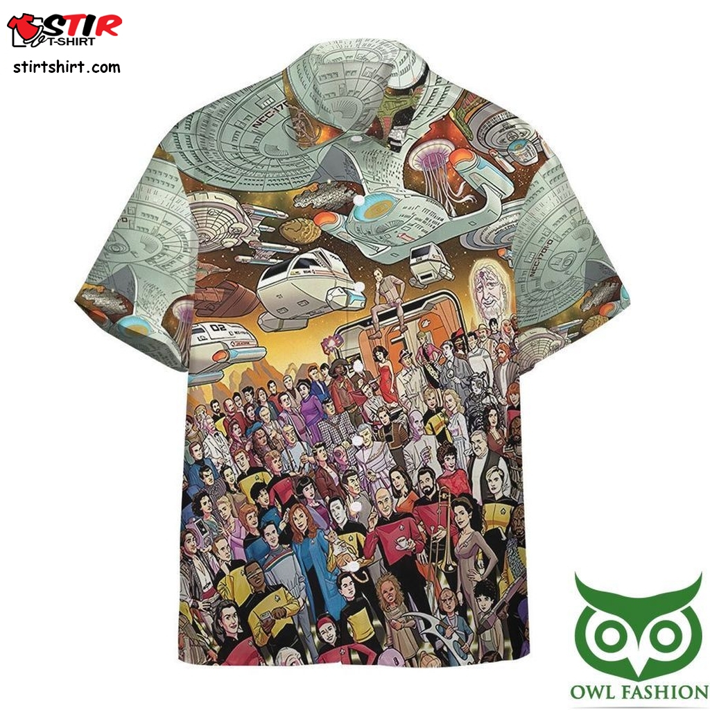 Star Trek 30Th Anniversary With All Characters In Brown Sky Hawaiian Shirt