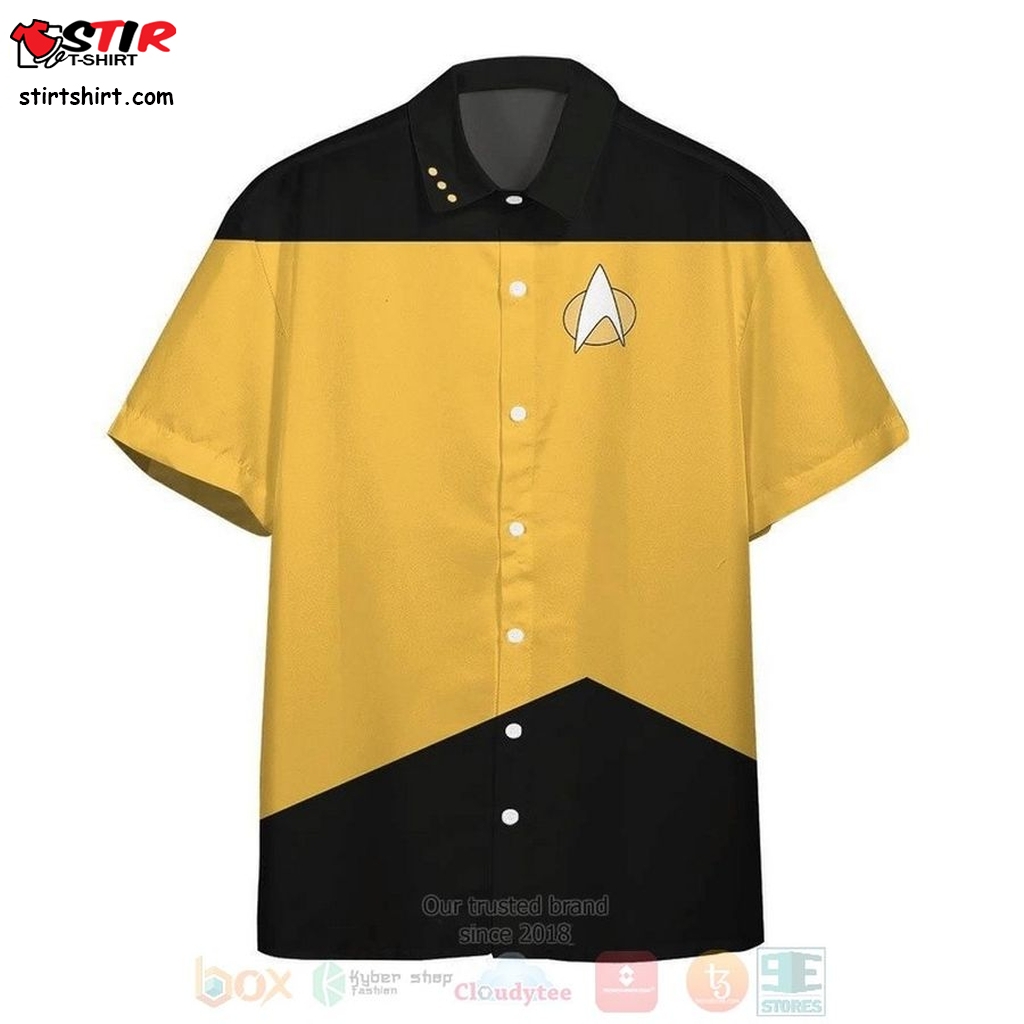 Star Trek The Next Generation Yellow Uniform Hawaiian Shirt    Star Trek 