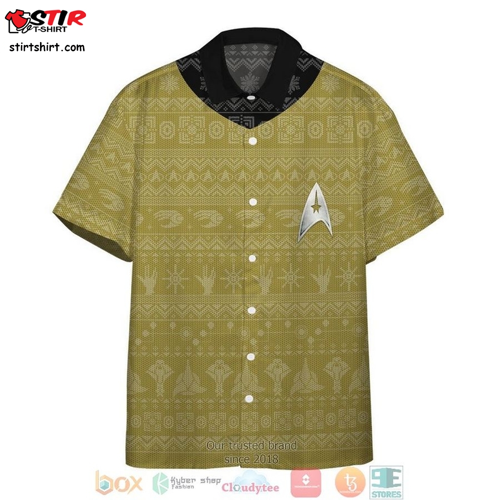 Star Trek The Original Series 1966 1969 Yellow Ugly Christmas Hawaiian Shirt    Star Trek 