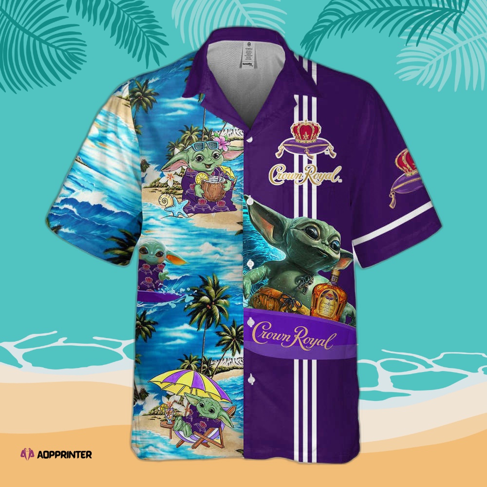 Star Wars Baby Yoda Surfing Crown Royal Hawaiian Shirtjpeg