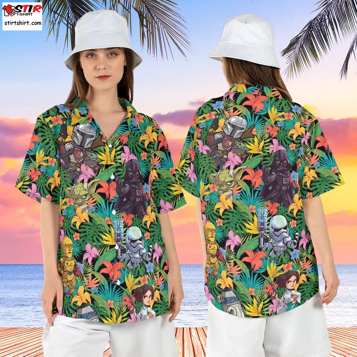 Star Wars Hawaiian Shirt, Mandalorian The Child Tropical Short Sleeve Shirt, Darth Vader Hawaii Shirt, Baby Yoda Beach Summer Hibiscus Shirt