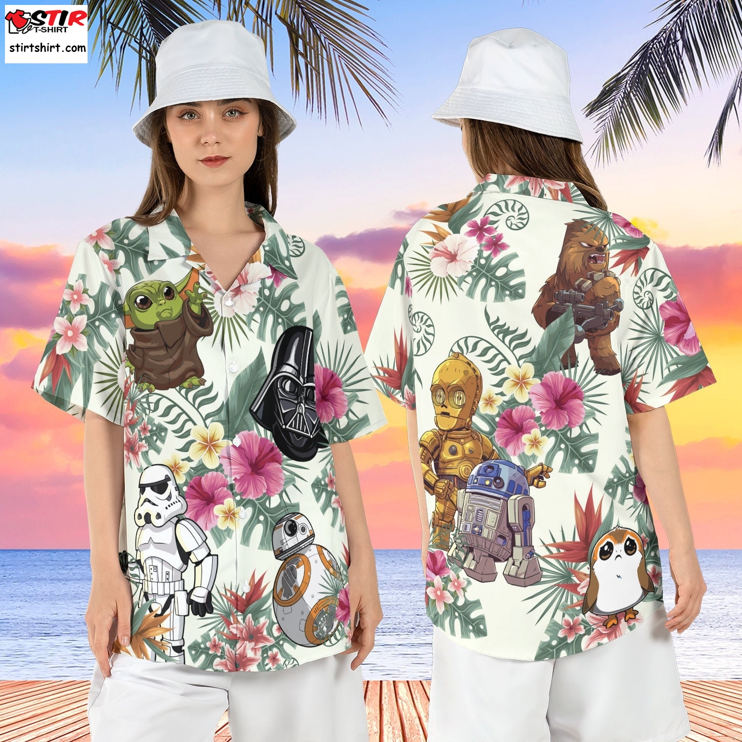 Star Wars Hawaiian Shirt, Mandalorian Tropical Hawaiian Shirt, Baby Yoda Aloha Shirt, Star Wars Summer Beach Shirt H78
