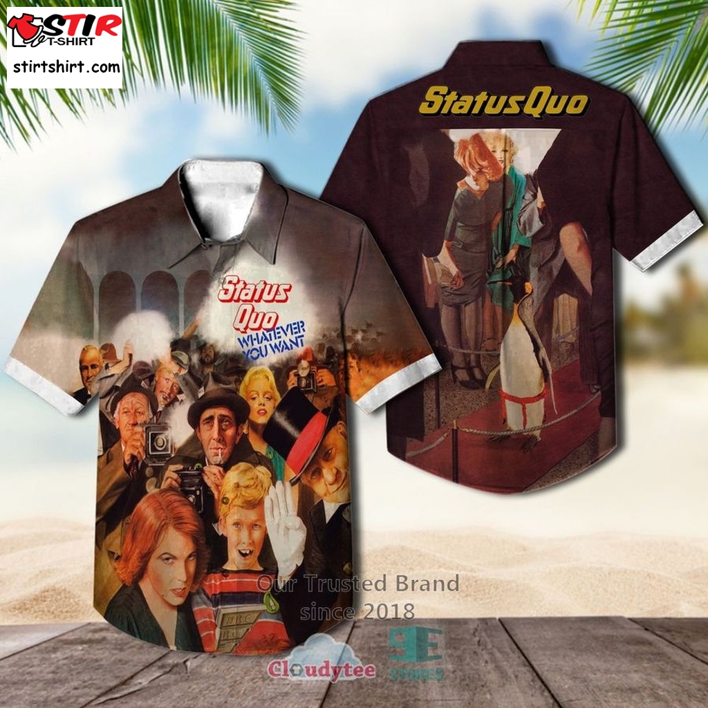 Status Quo Whatever You Want 1979 Casual Hawaiian Shirt     And Khakis