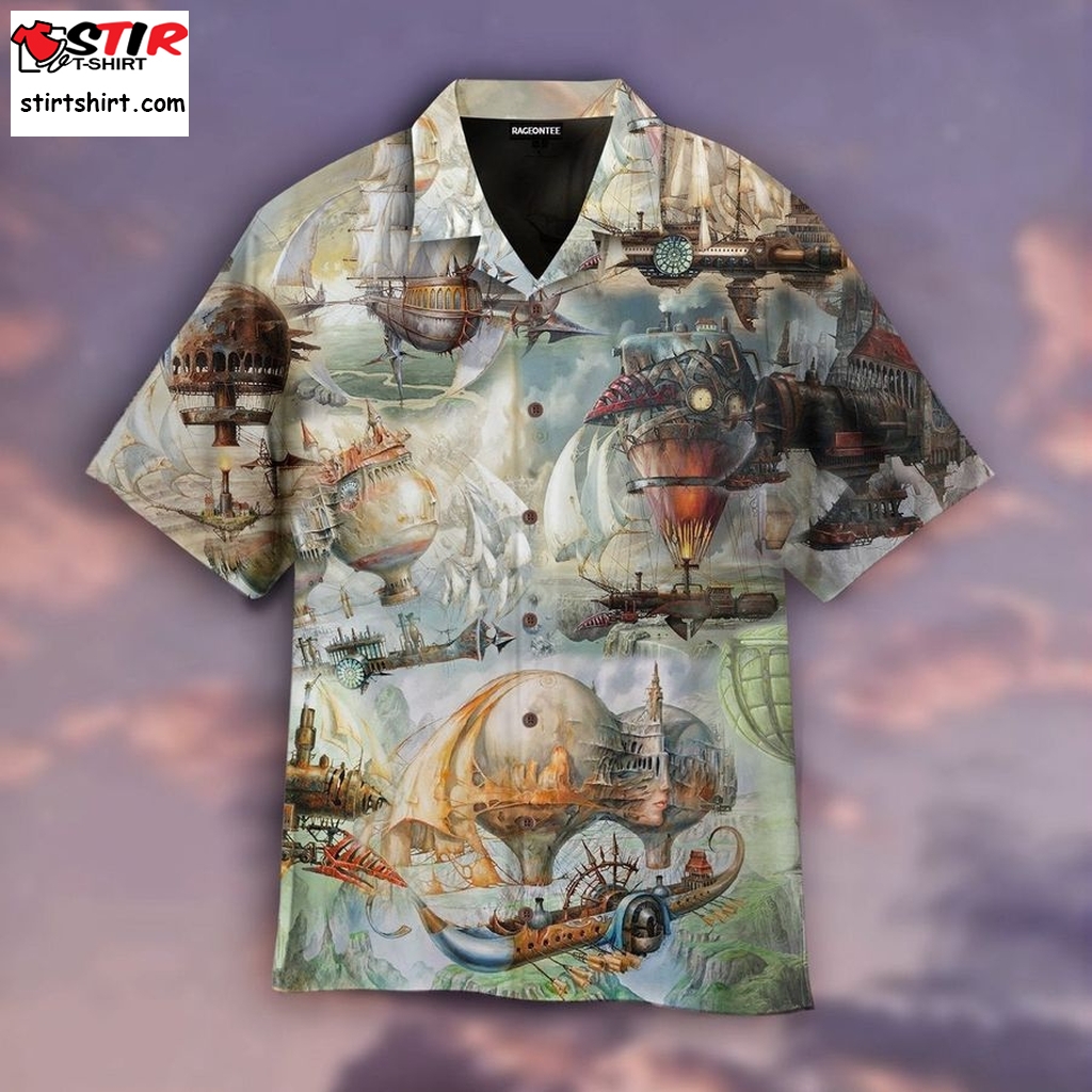 Steampunk Airship Hawaiian Shirt   And Khakis