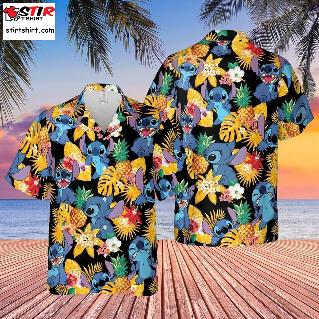 Stitch And Lilo Pineapple Hawaiian Shirt  Stitch 