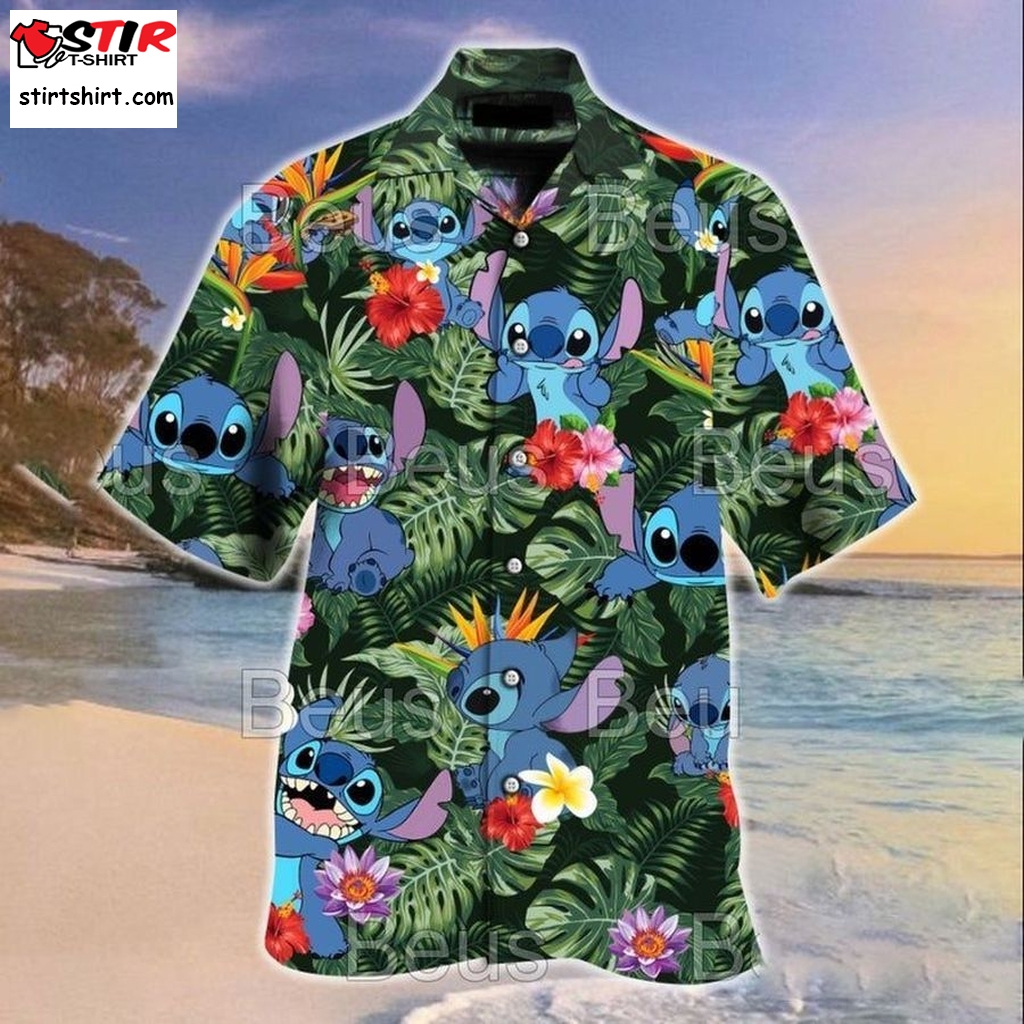Stitch Cartoon Lilo And Stitch Hot Summer For Men And Women Graphic Print Short Sleeve Hawaiian Casual Shirt Y97