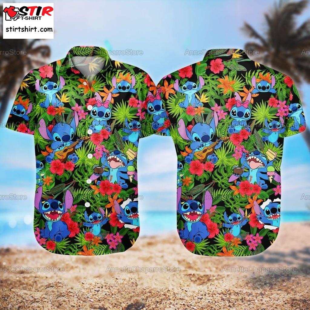 Stitch Hawaiian Shirt, Ahola Stitch Men Shorts, Stitch Beach Shirt, Stitch Summer Shirt, Stitch Cute Shorts, Mother Gift Lng152204r01  Stitch With 