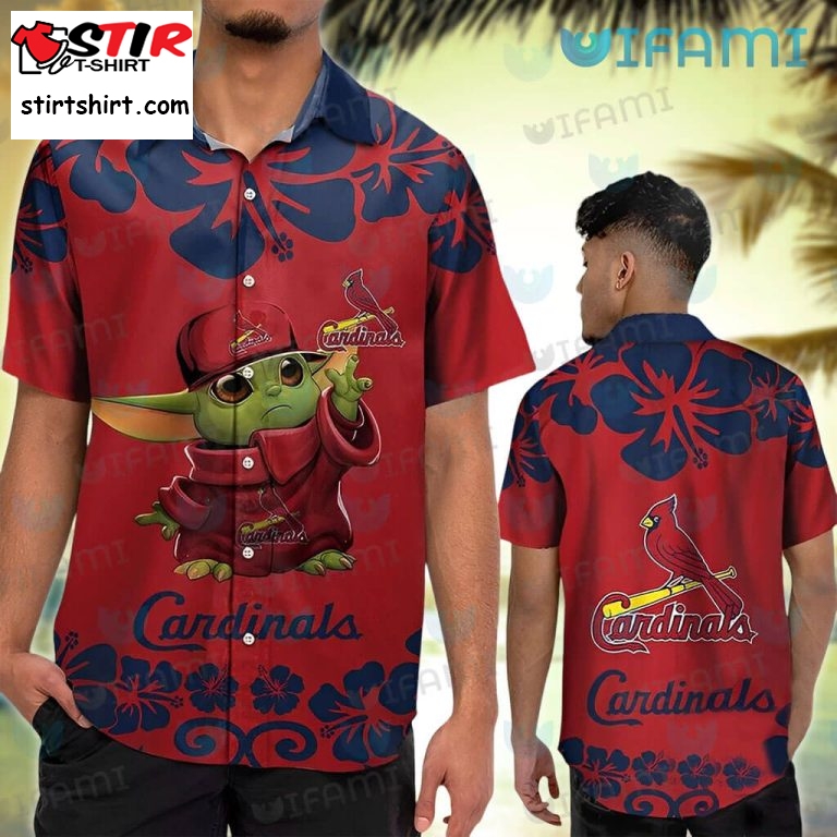 Stl Cardinals Hawaiian Shirt Baby Yoda Hibiscus Flower St Louis Cardinals Gift