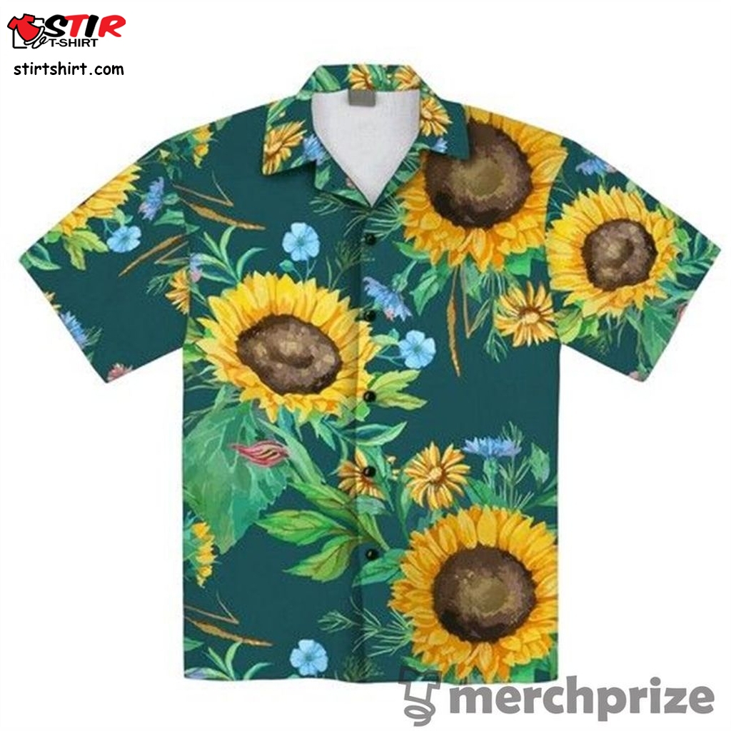 Sunflower Floral Tropical Hawaiian Aloha Shirts 