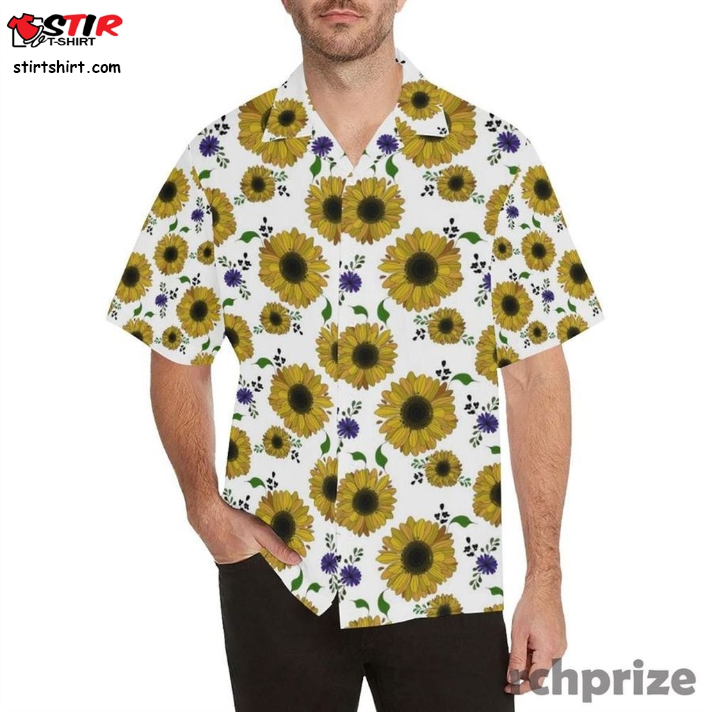 Sunflower Pattern Background Men's All Over Print Hawaiian Aloha Shirt Hawaiian Shorts Beach Short S  Hawaiian Print Shirt