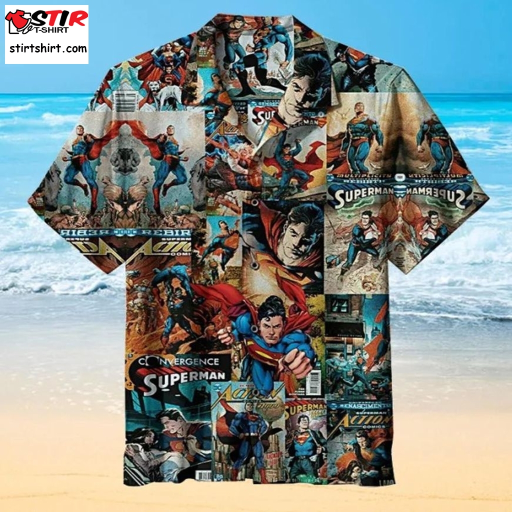 Superman Comic Stitching Hawaiian Shirt  Stitch 