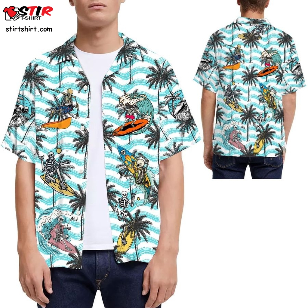 Surfing Skeleton Coconut Tree Men Hawaiian Shirt For This Summer  This Is My 