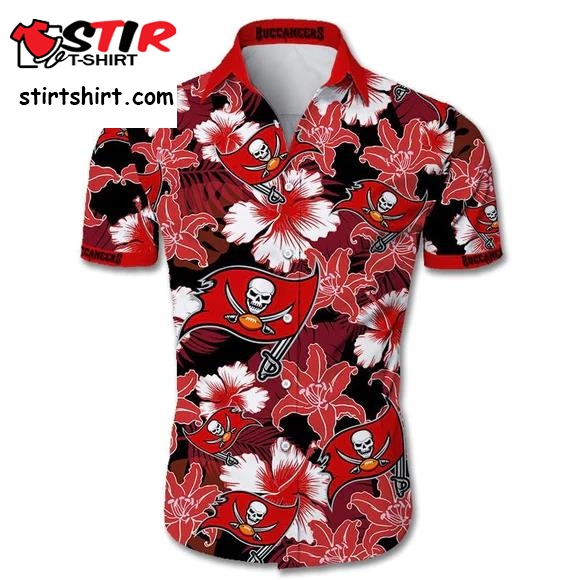 Tampa Bay Buccaneers Hawaiian Shirt Tropical Flower Short Sleeve