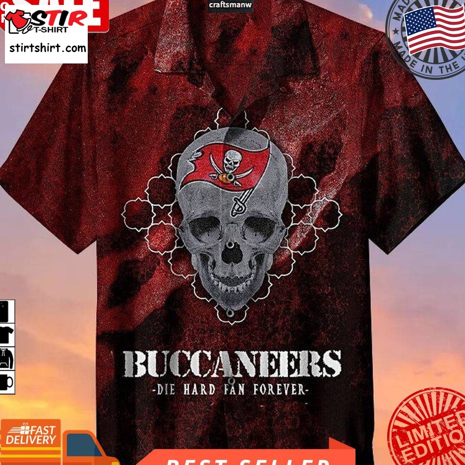 Tampa Bay Buccaneers Skull Red Nfl Hawaiian Graphic Print Short Sleeve Hawaiian Shirt L98  Tampa Bay Buccaneers 