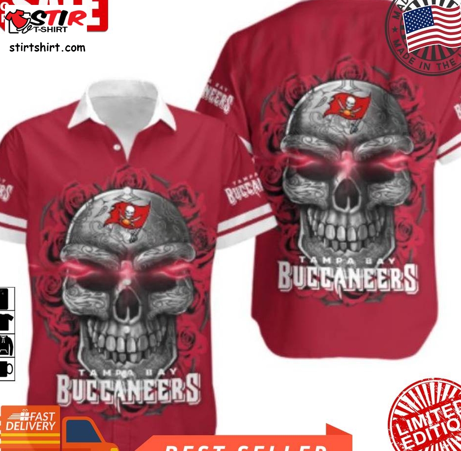Tampa Bay Buccaneers Sugar Skull Nfl Gift For Fan Hawaiian Graphic Print Short Sleeve Hawaiian Shirt H97   4641  Tampa Bay Buccaneers 