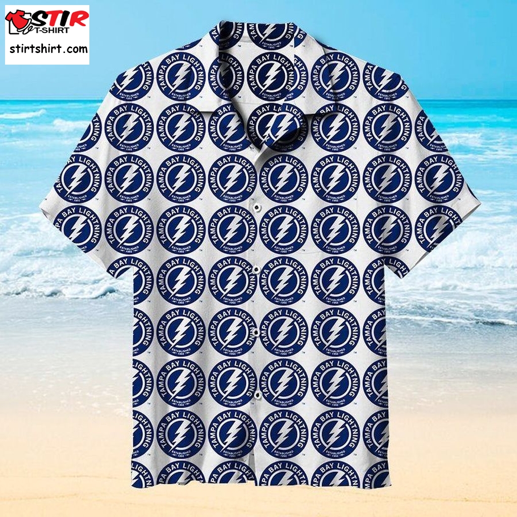 Tampa Bay Lightning Nhl Hawaiian Graphic Print Short Sleeve Hawaiian Shirt L98