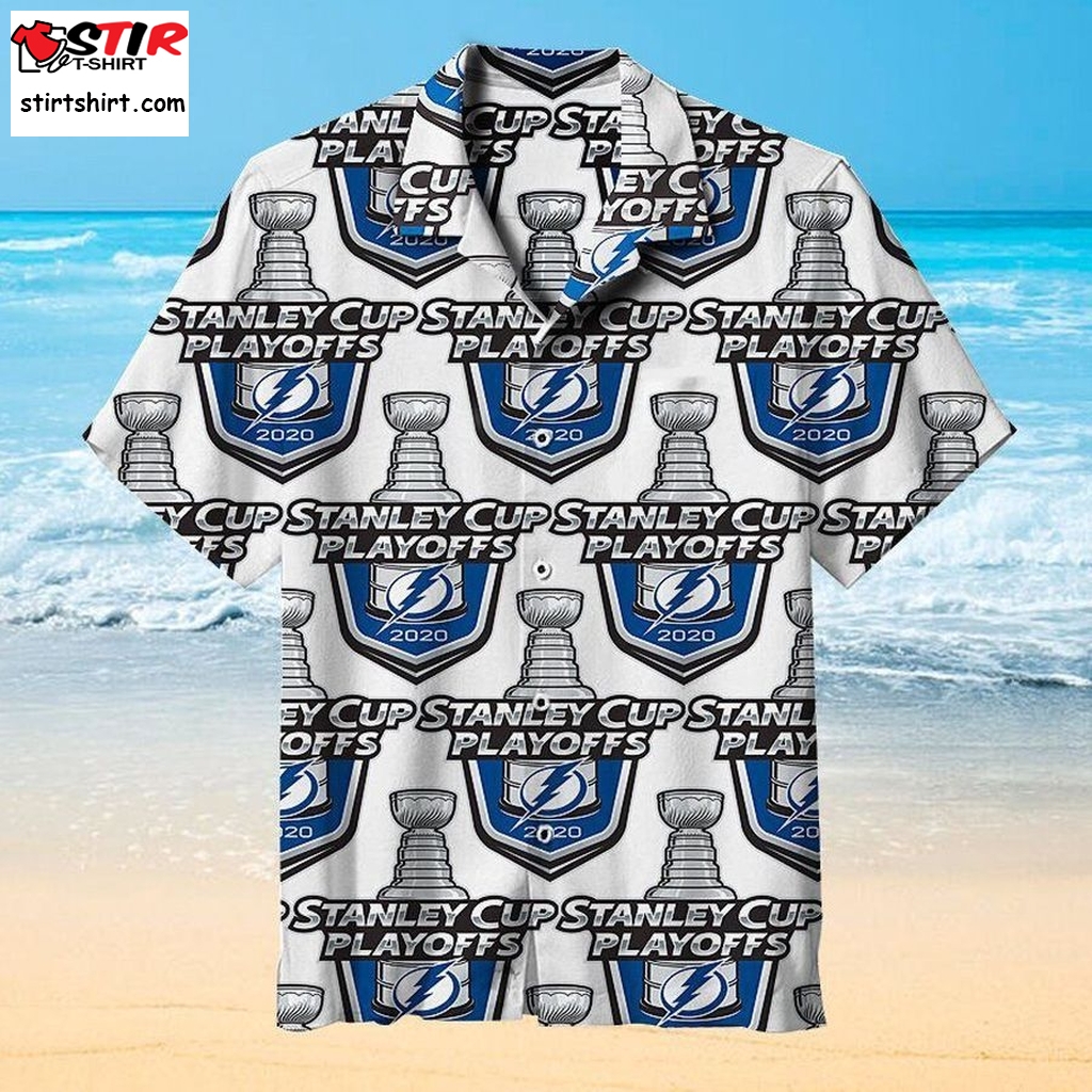 Tampa Bay Lightning Stanley Cup Phayoffs Nhl Hawaiian Graphic Print Short Sleeve Hawaiian Shirt L98