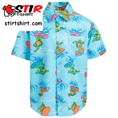 Teenage Mutant Ninja Turtles Leonardo Michelangelo Raphael Toddler Boys Hawaiian Button Down Shirt  2t 