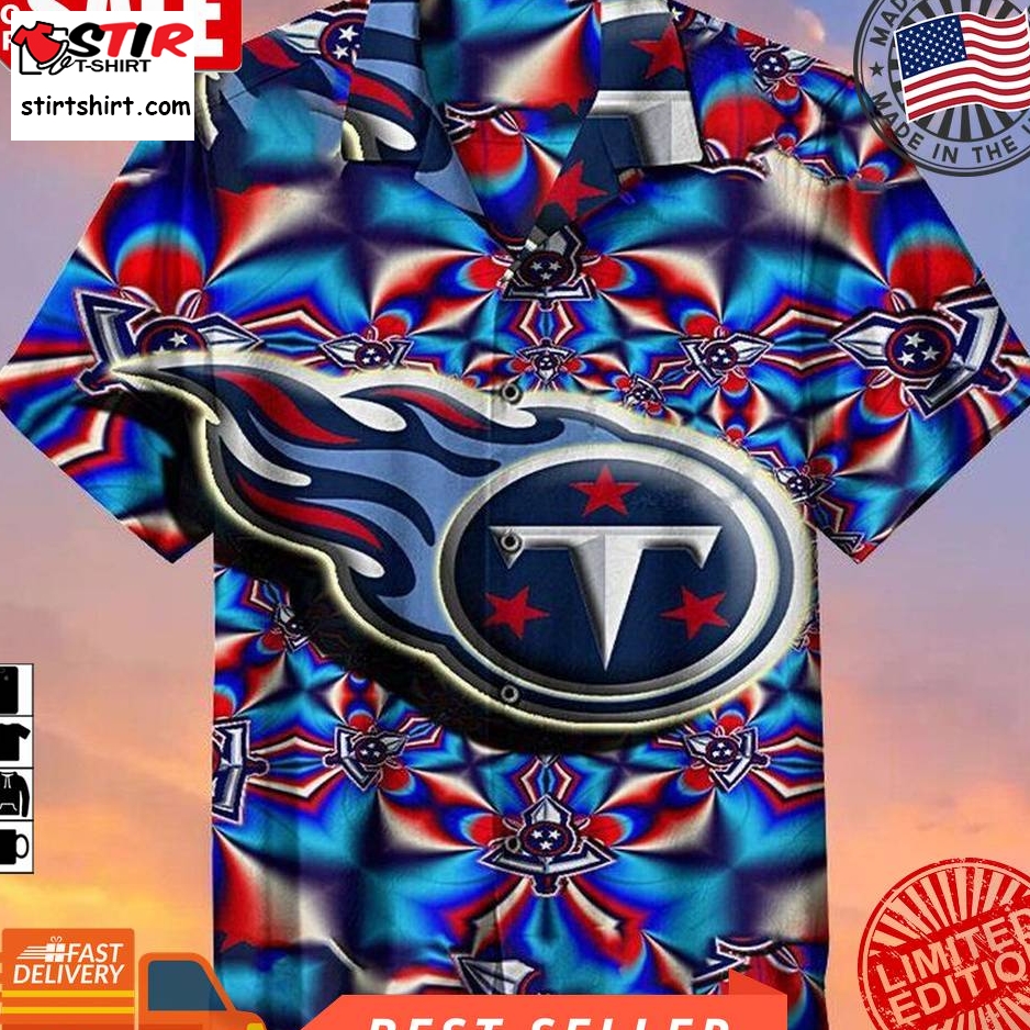 Tennessee Titans Colorful Nfl Hawaiian Graphic Print Short Sleeve Hawaiian Shirt L98   8241  Tennessee Titans 