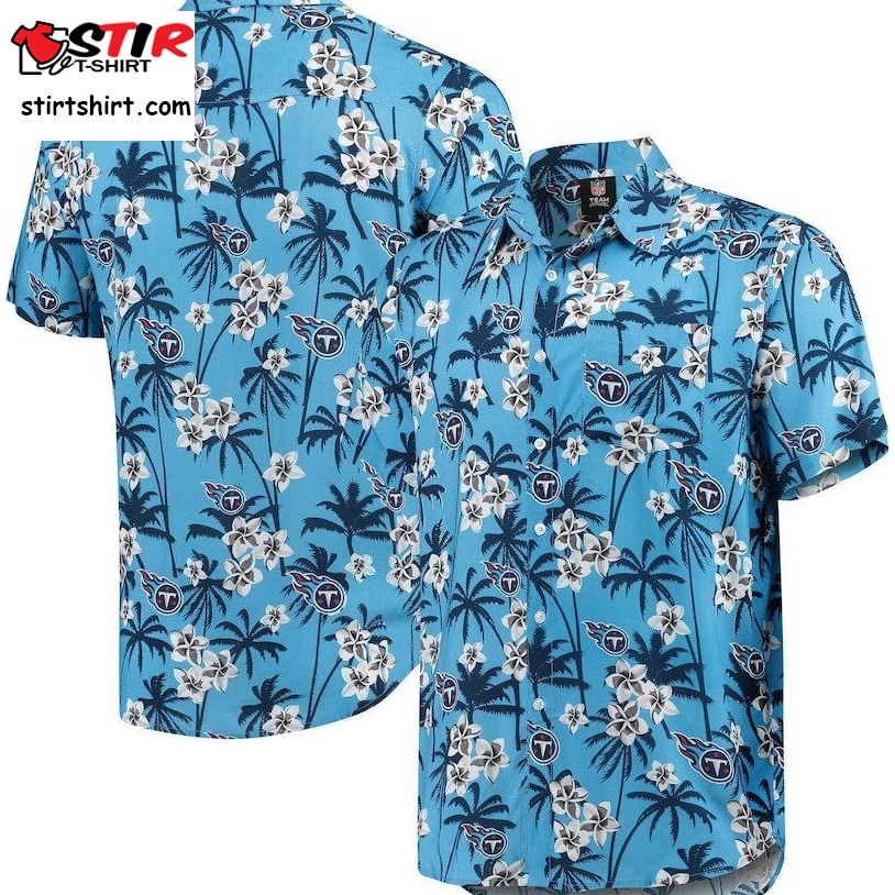 Tennessee Titans Light Blue Floral Woven Button Up Hawaiian Shirt  Tennessee Titans 