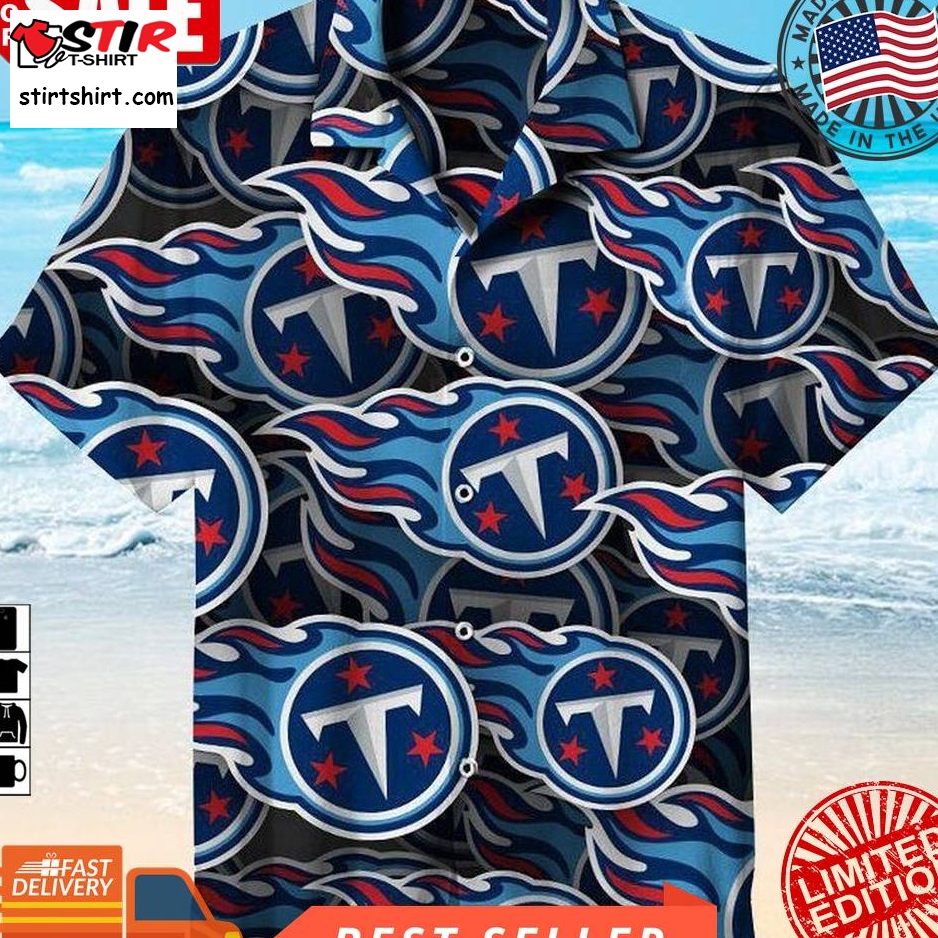 Tennessee Titans Nfl Hawaiian Graphic Print Short Sleeve Hawaiian Shirt L98   3080  Tennessee Titans 
