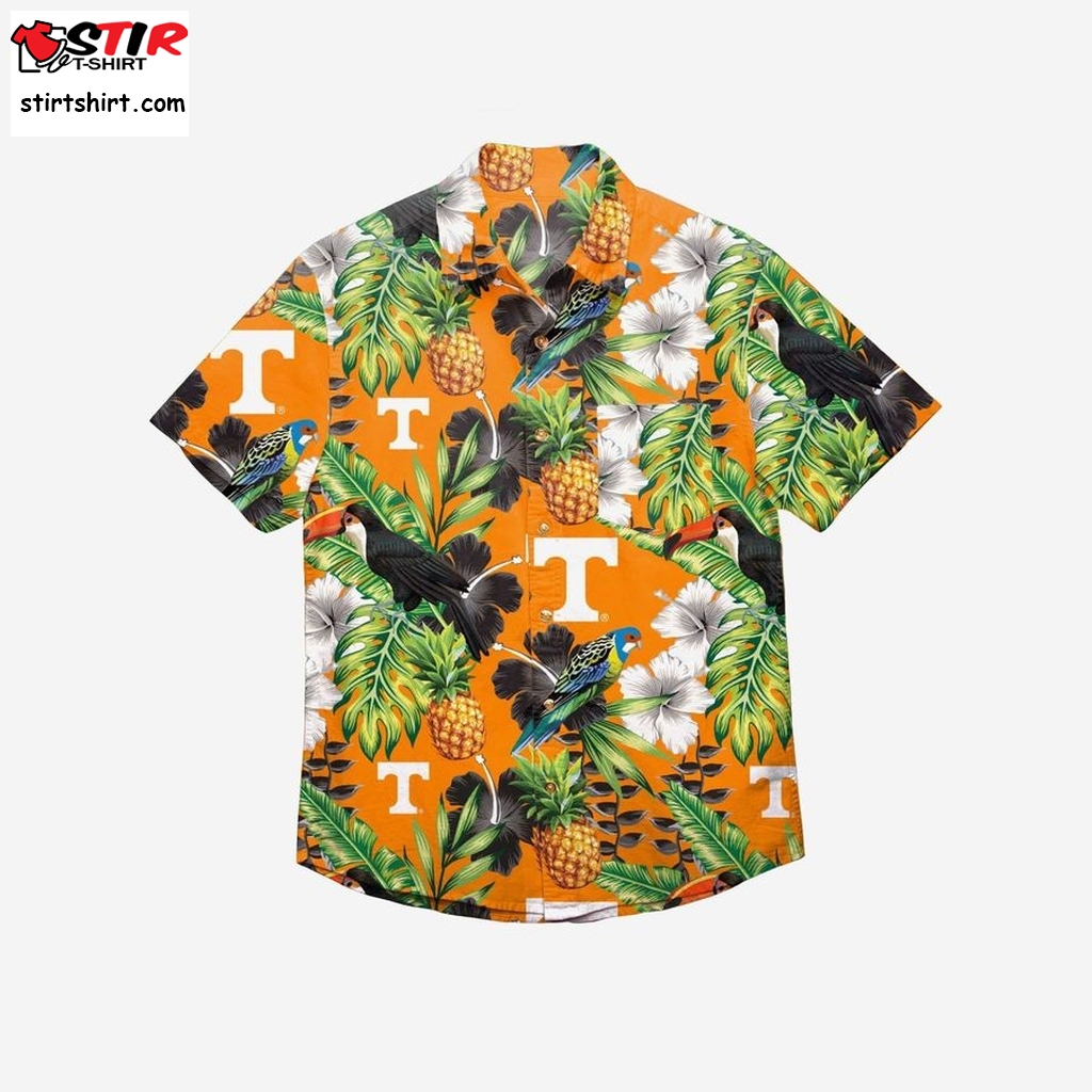 Tennessee Volunteers Floral Button Up Hawaiian Shirt Unbuttoned
